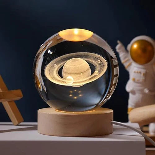 3D Carved Crystal Globe Lamp – Soft LED Night Light