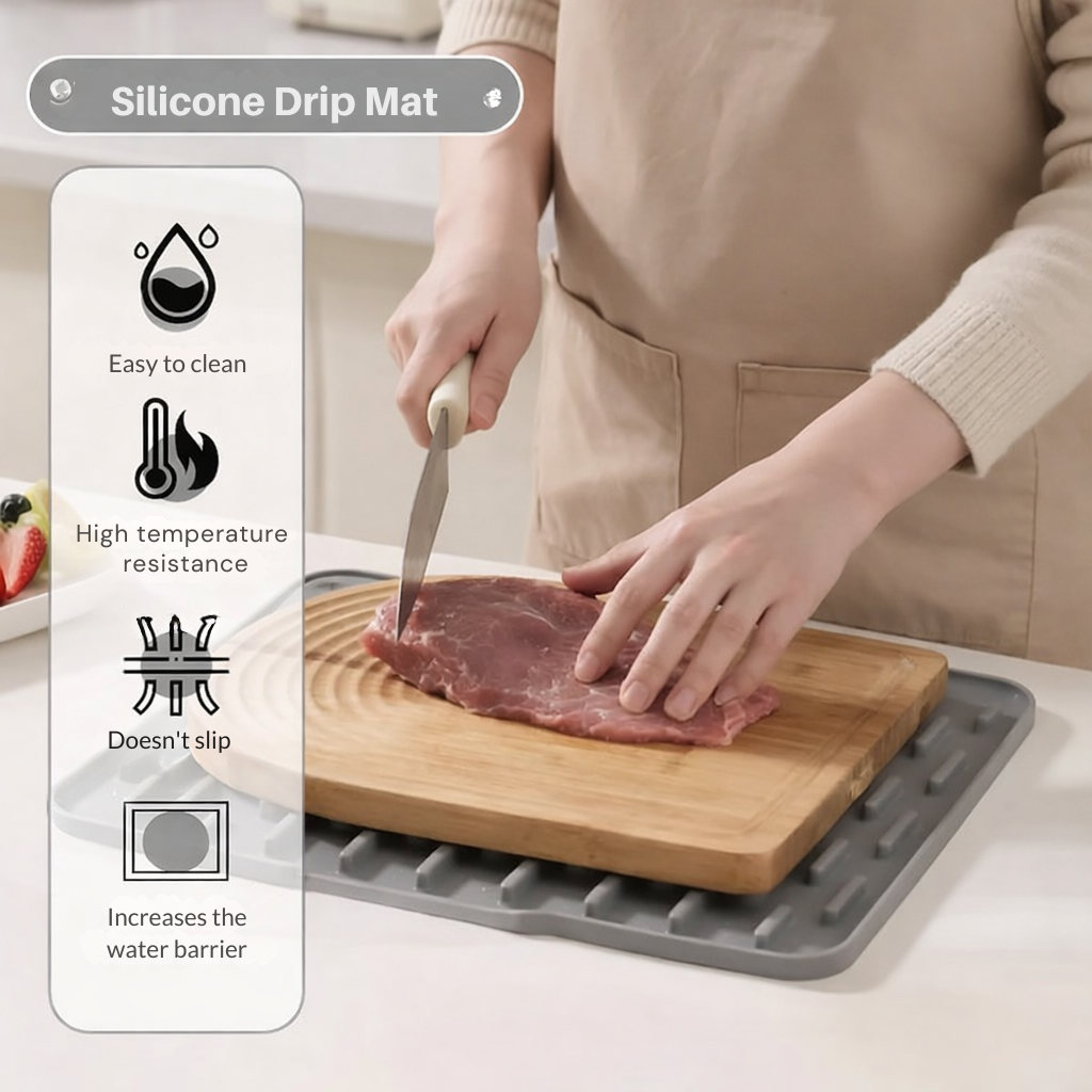 Drip Drying Mat | Dries Quicker Without Pools | Slanted, Heat Resistant | DrainMat