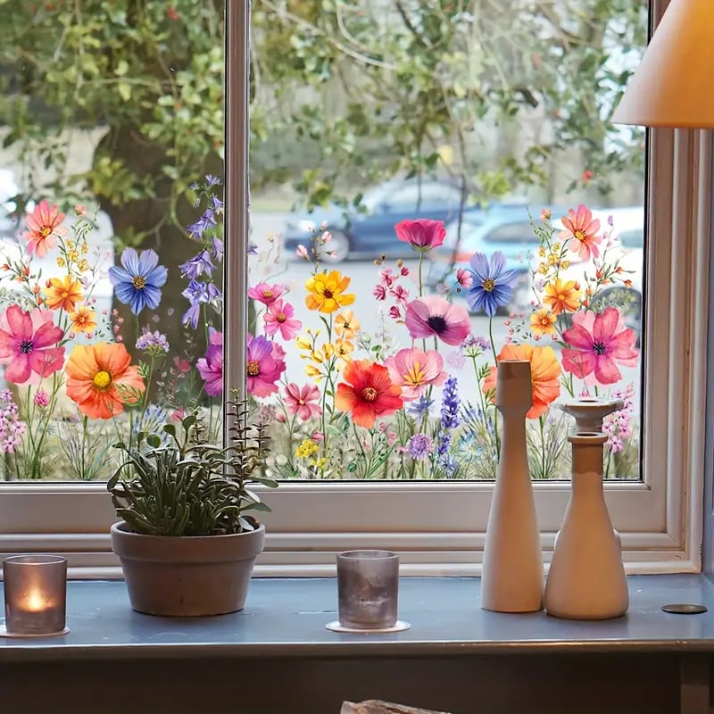 1+1 Free | Colorful Flower Bouquet Window Stickers