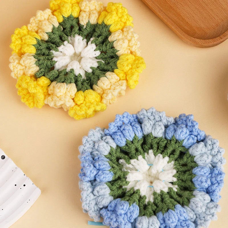 RadiantBloom™ Crochet Coaster Kit — Craft Cozy Colorful Charm That Lights Up Every Table