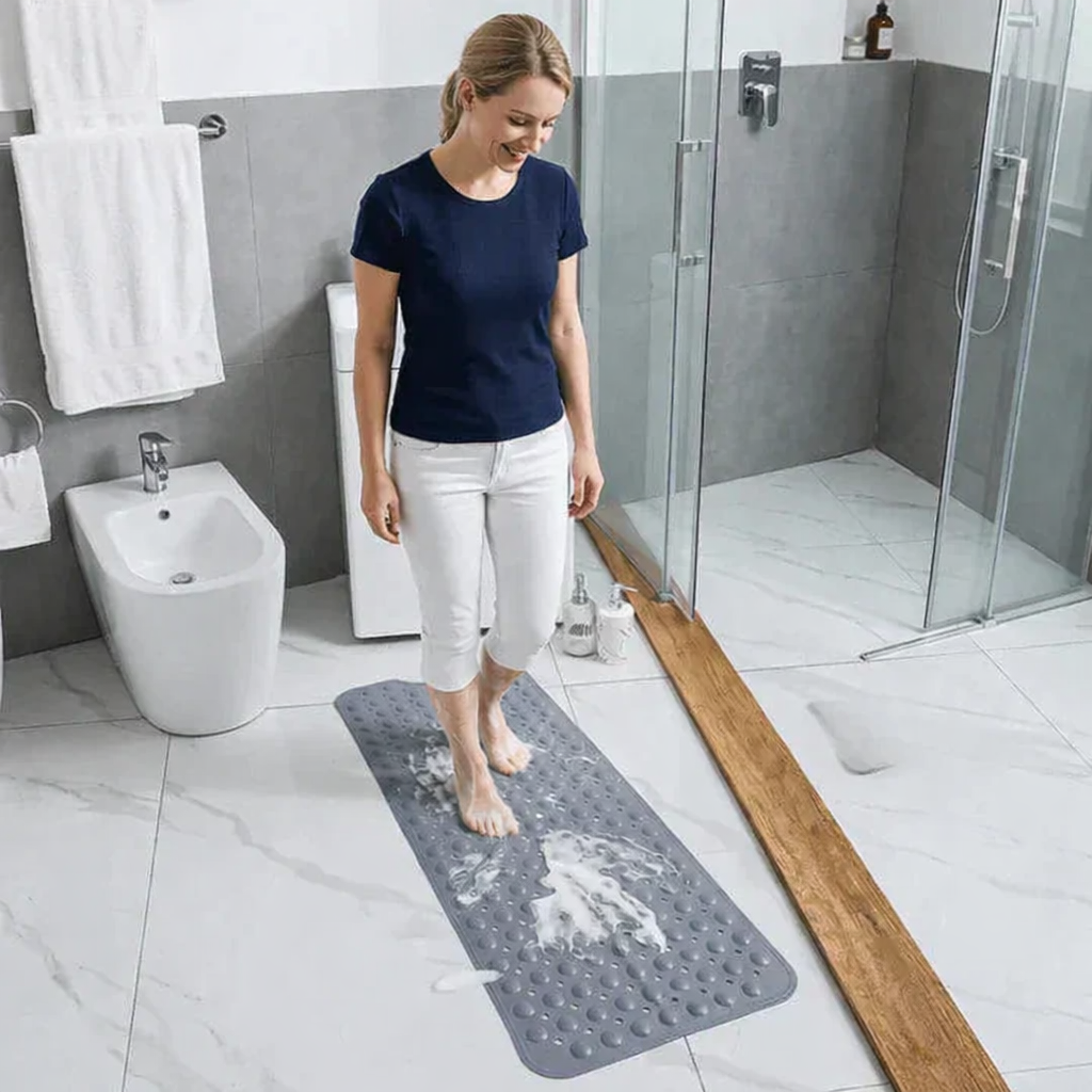 Non-skid Bath Mat | Raised Texture | Quick Water Flow | SafeStep