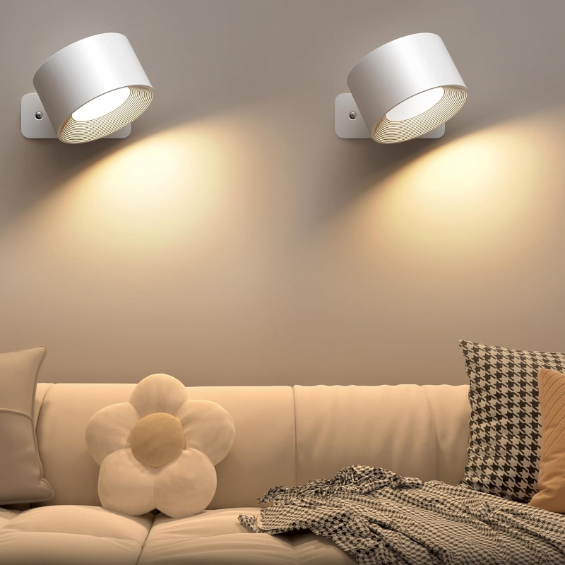 Rechargeable LED Wall Lamp with 360° Rotatable Head – Touch Sensor, Wire-Free Installation