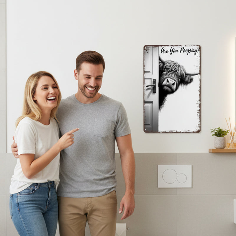 RustiCow™ Smile Sign — Turn Your Bathroom Into a Joyful, Unforgettable Conversation Starter