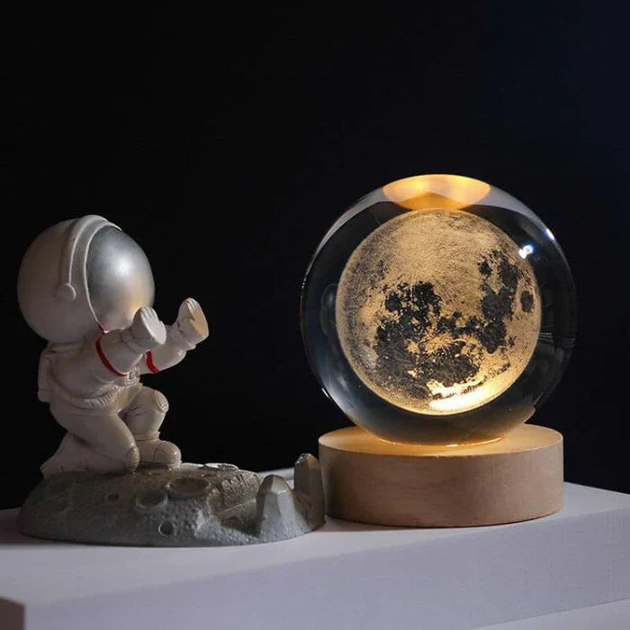 3D Carved Crystal Globe Lamp – Soft LED Night Light