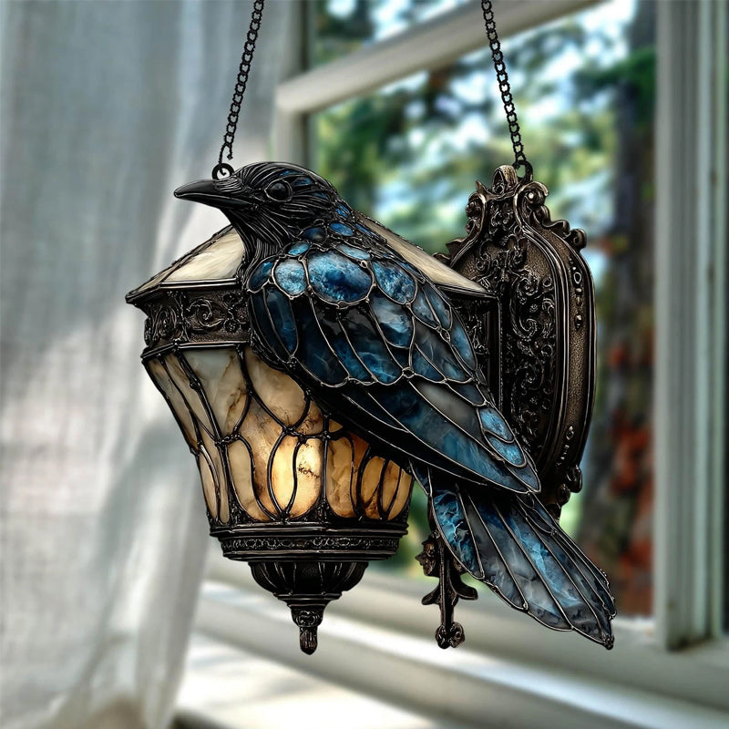 Gothic Raven Window Decoration with Light Reflection Effect