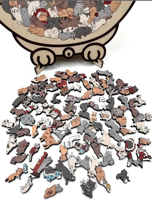 Calming Wooden Puzzle for Cat Lovers