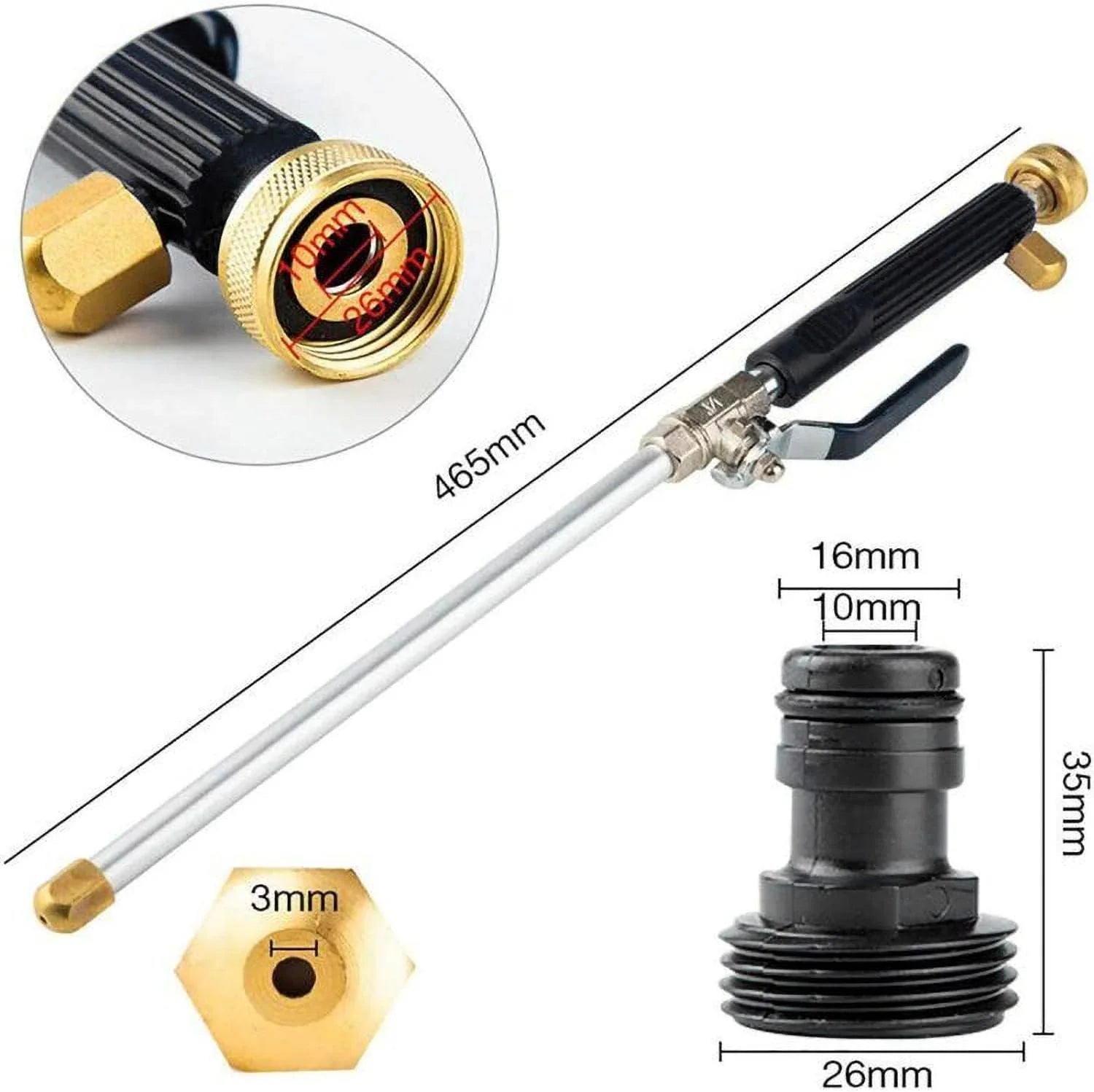 Cleaning Accessory | High-Pressure Water Jet | Variable Nozzle | Aqualynx