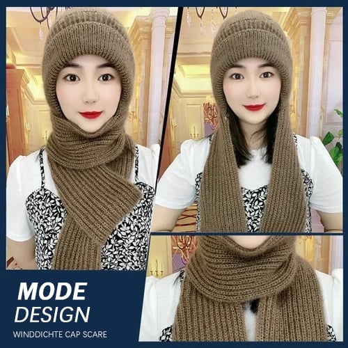 Warm Hat Scarf Set with Built-in Face and Ear Protection