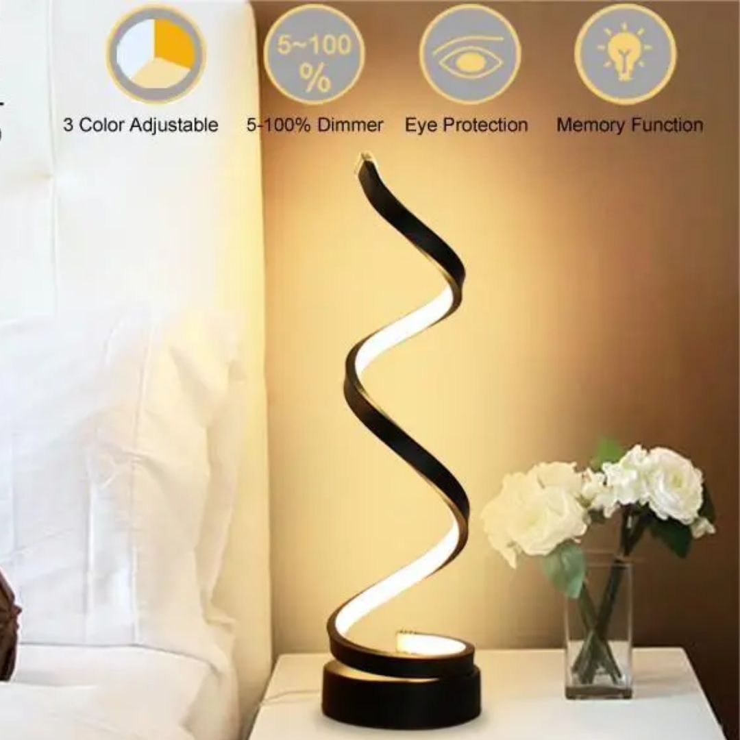 Spiral LED Table Lamp – Touch-Control Dimmable Light