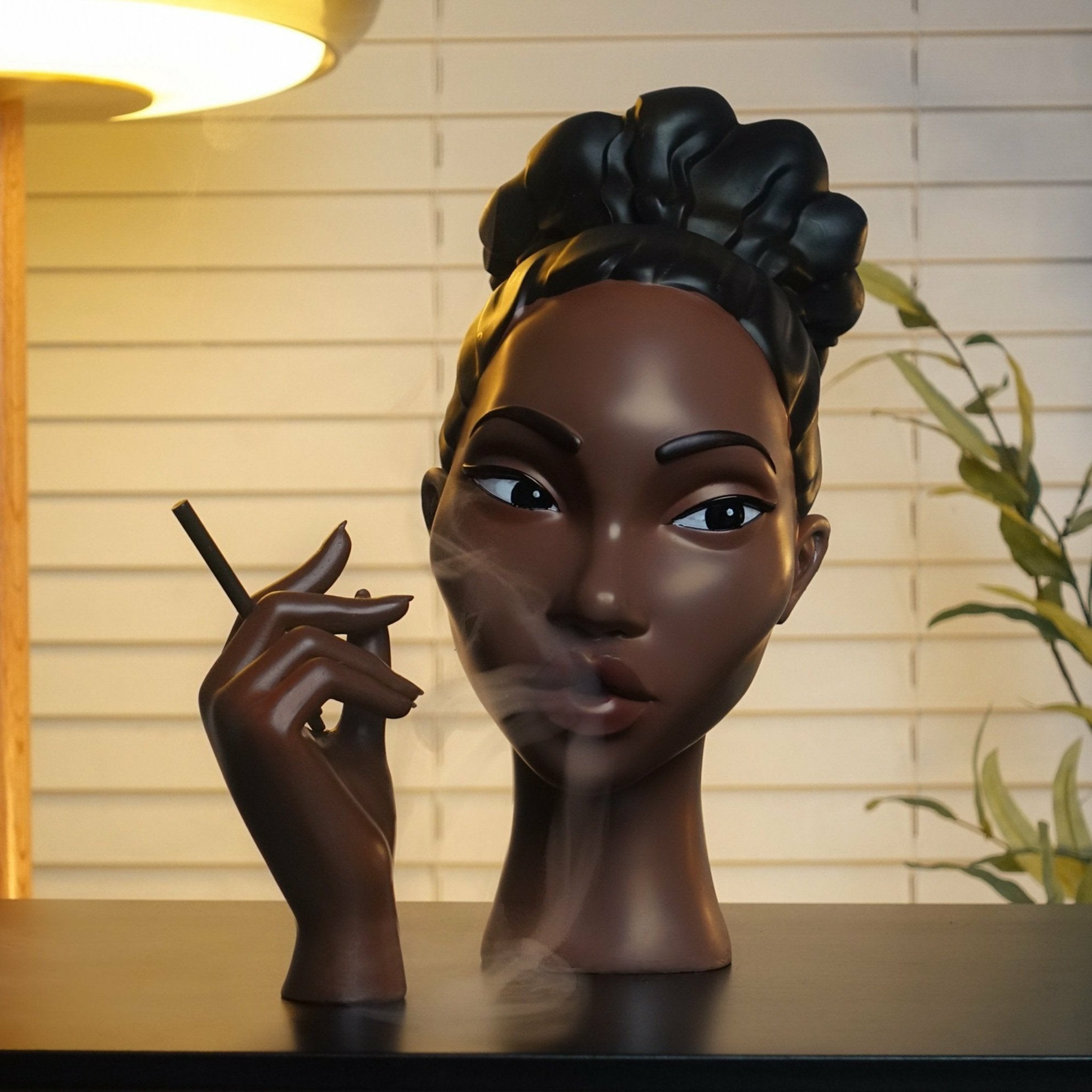 African Woman Head Incense Burner