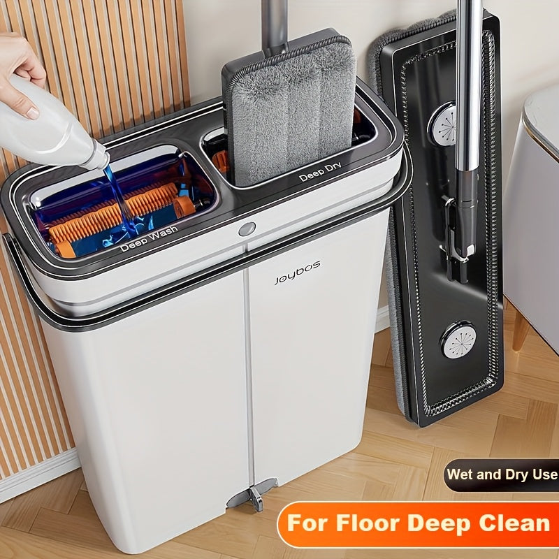 Flat Mop Set with Bucket and Wringing System