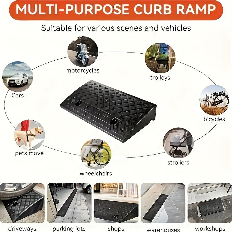 Set of 2 Curb Ramps, 10 cm Height, Made of PE