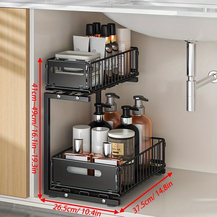 Expandable Under-Cabinet Organizer with 2 Levels