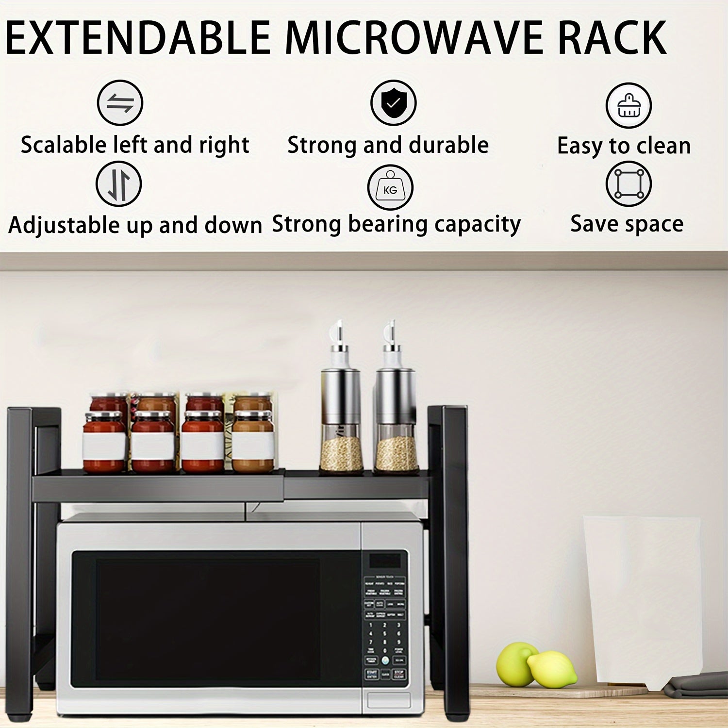 Expandable Microwave Rack with 2 Tiers