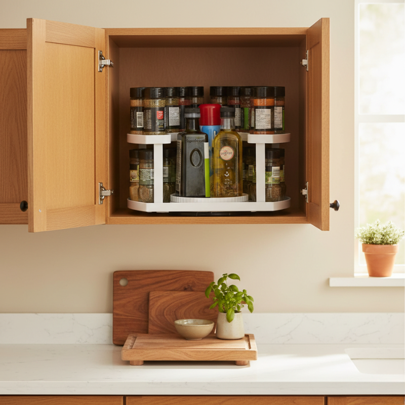 2-Tier Rotating Spice Rack - Quickly Organize and Simplify Cooking