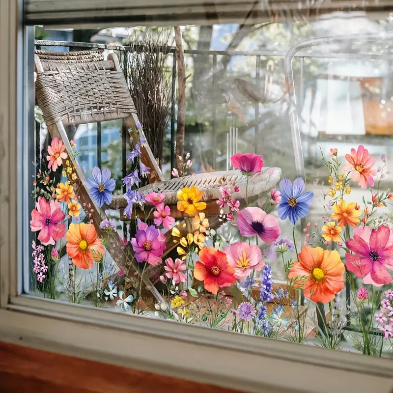 1+1 Free | Colorful Flower Bouquet Window Stickers