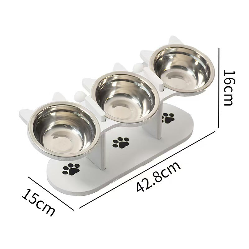 Ergonomic Pet Feeder Stand with 3 Stainless Steel Bowls