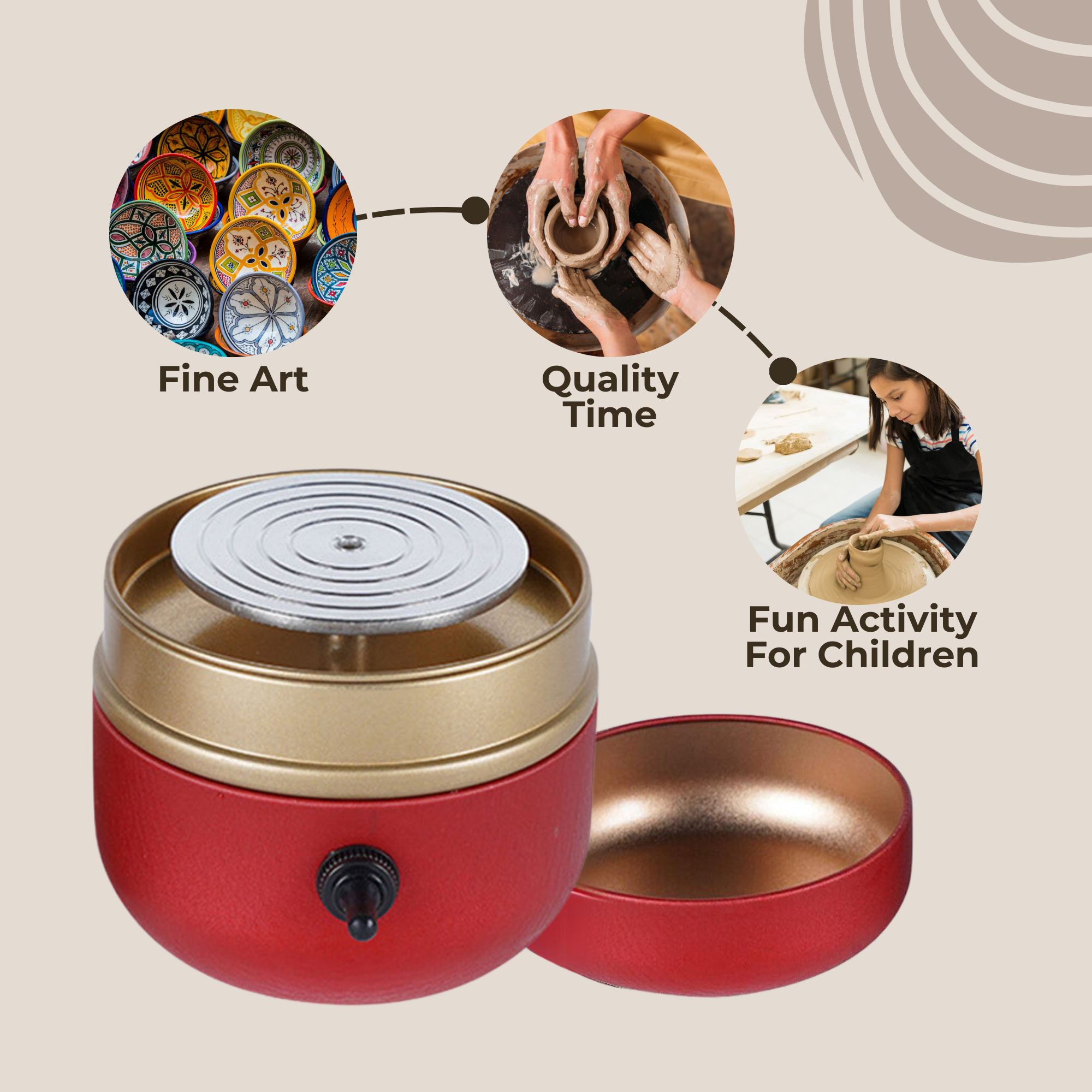 ClayMuse™ Mini Pottery Wheel — Create Stunning Clay Art Quietly and Effortlessly at Home