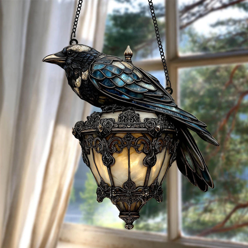 Gothic Raven Window Decoration with Light Reflection Effect