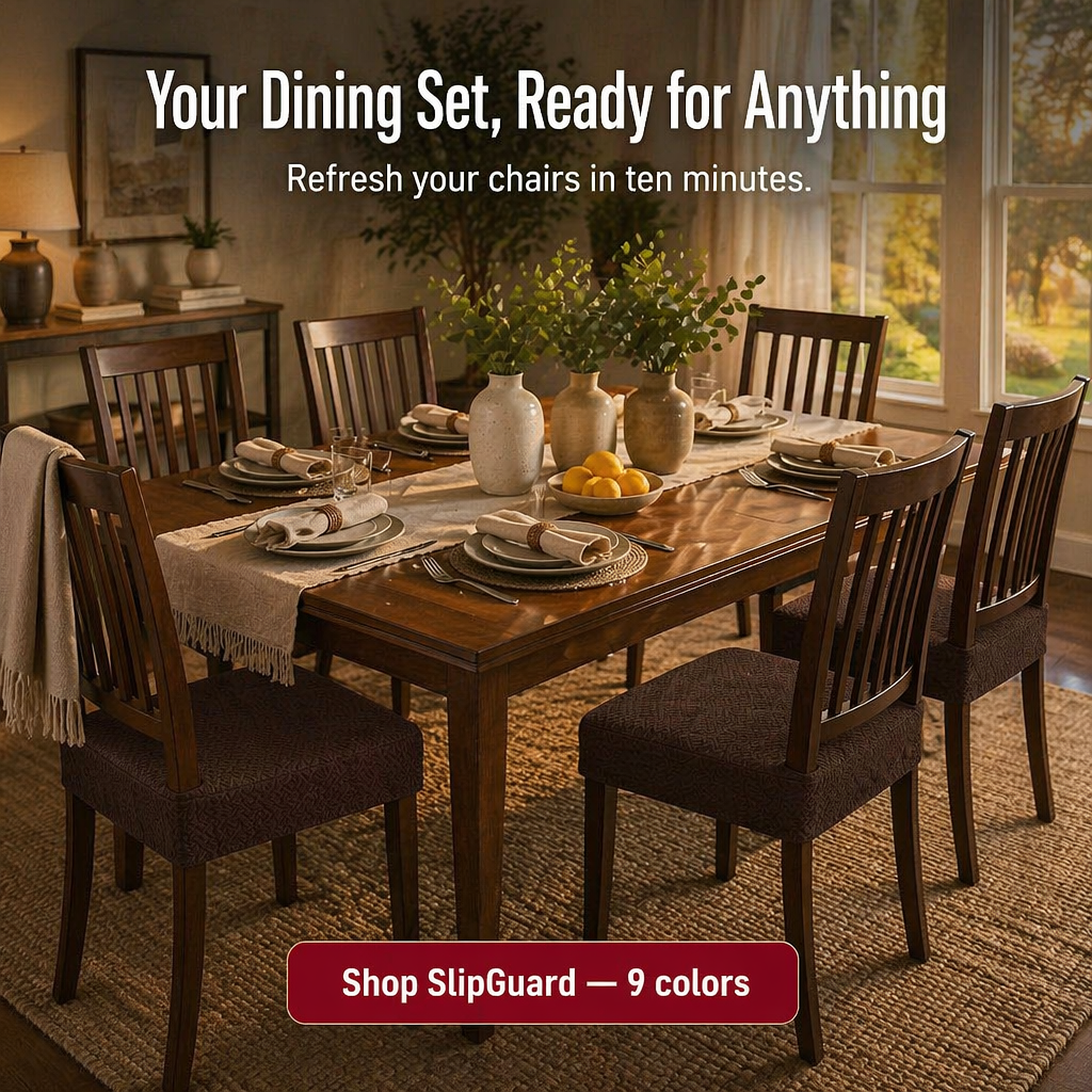 SlipGuard™ Jacquard Chair Covers — Shield Every Seat From Spills, Stains & Sticky Fingers