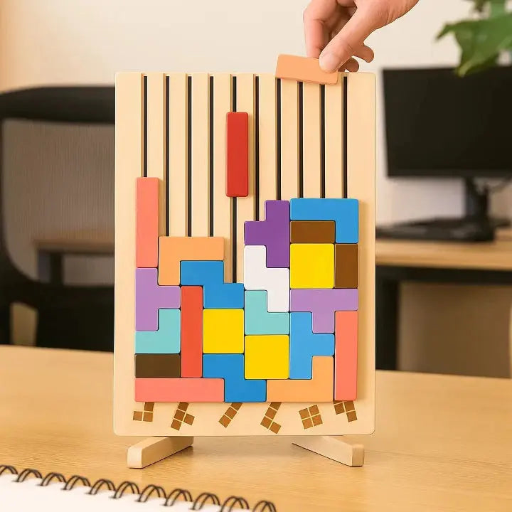 Wooden Tetris Puzzle Tray – An Ideal Mind Break for Your Workspace