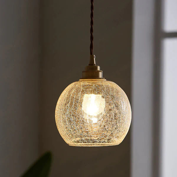 Pendant Light Glass Industrial Style with Textured Globe Shade
