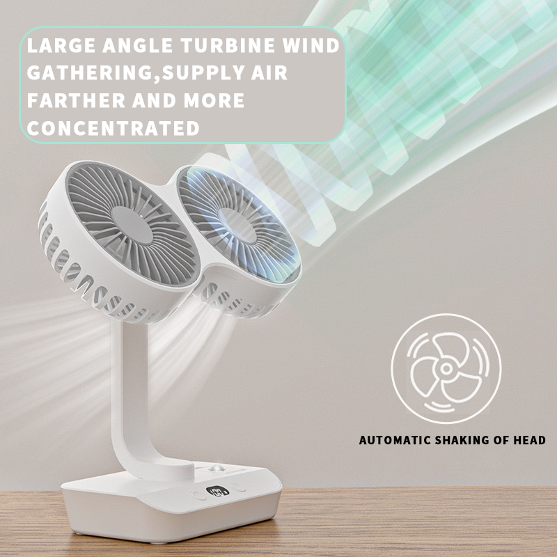 Rechargeable Fan with Dual Heads