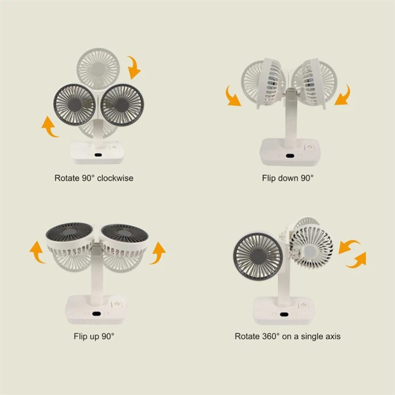 Rechargeable Fan with Dual Heads
