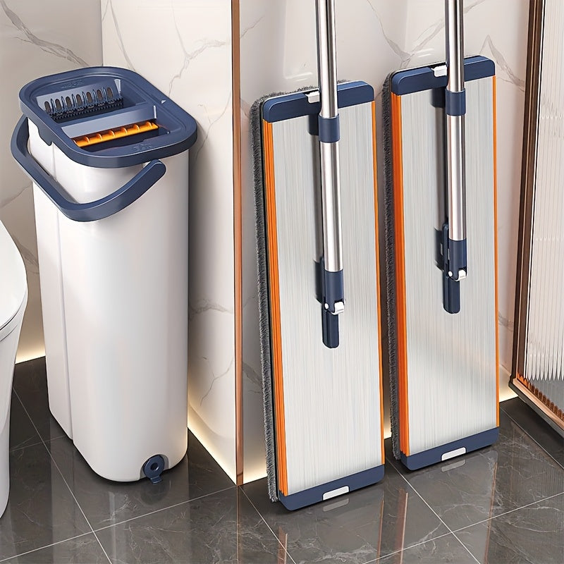 Flat Mop Set with Bucket and Wringing Function