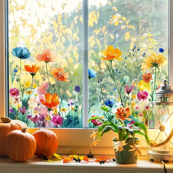 1+1 Free | Colorful Flower Bouquet Window Stickers