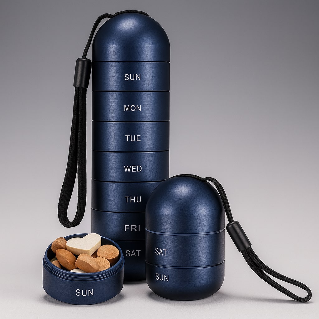 Compact Aluminum Pill Organizer