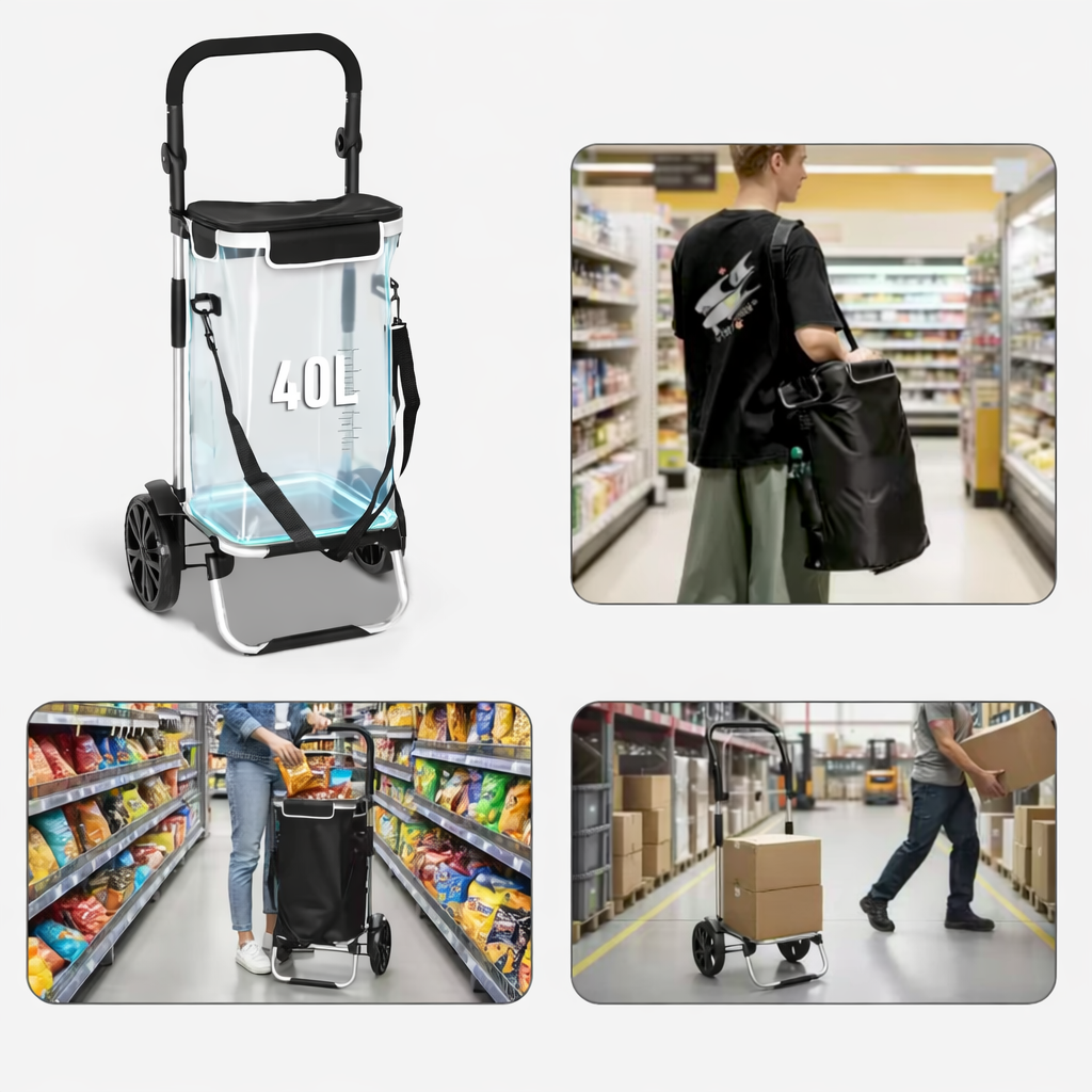 Collapsible 3-in-1 Shopping Cart with Cooler Compartment
