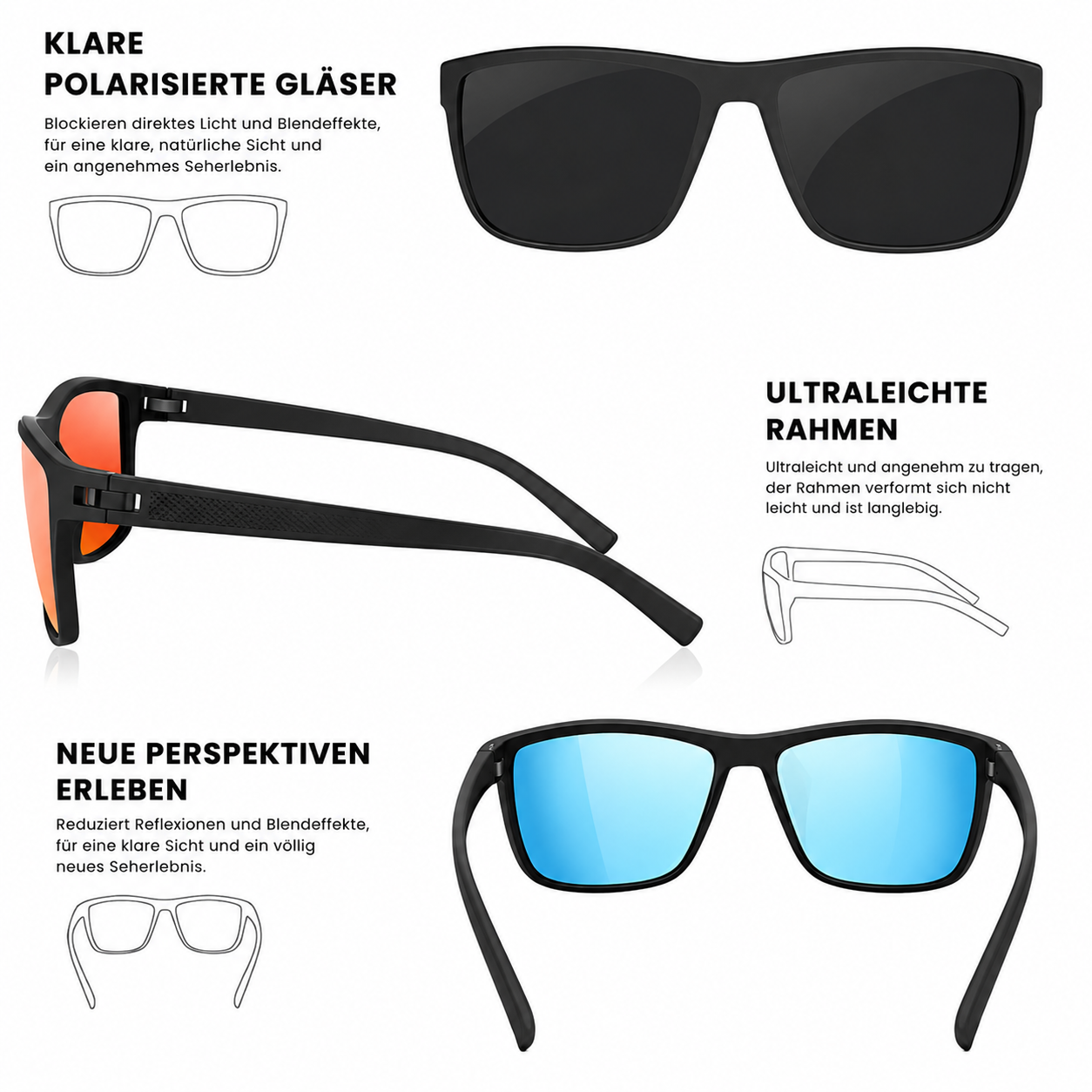 Set of 3 UV400 Polarized Sunglasses