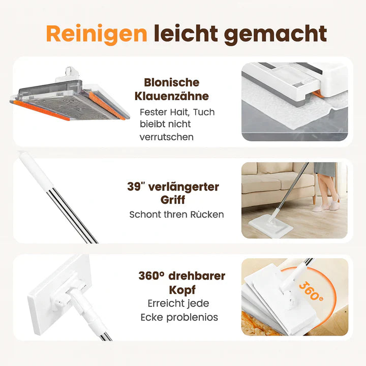 Extendable Hygienic Mop with Cloth Holder