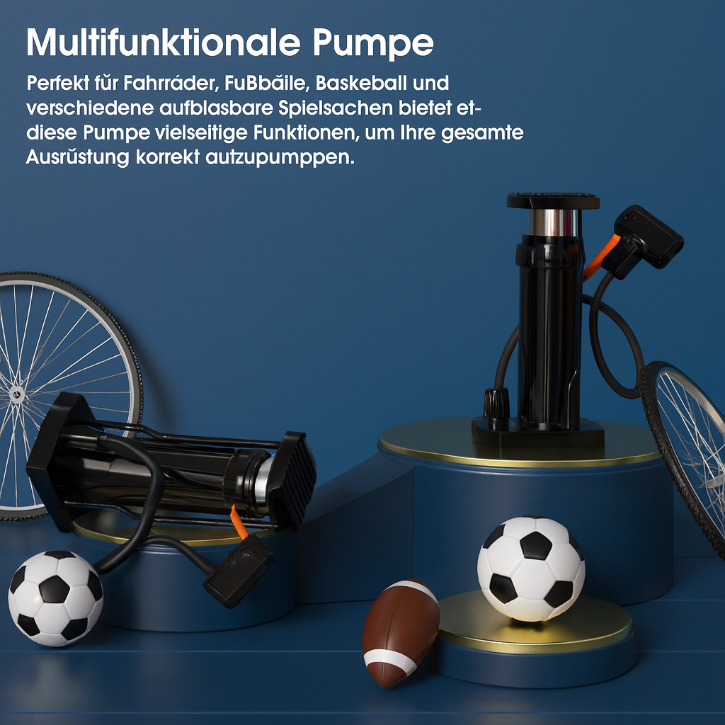 Compact Foot Pump with High Pressure & Pressure Gauge