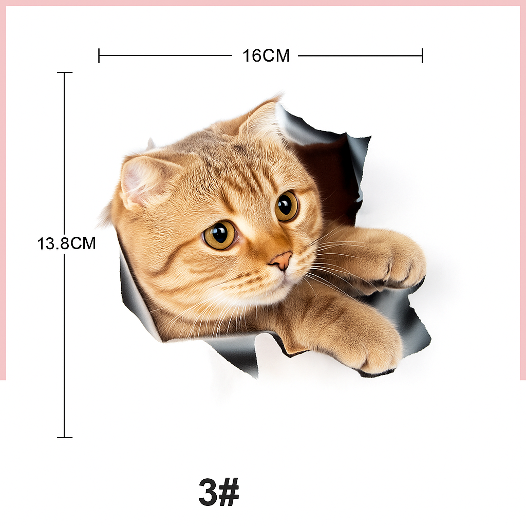Cute 3D Wall Stickers Featuring Cats and Dogs
