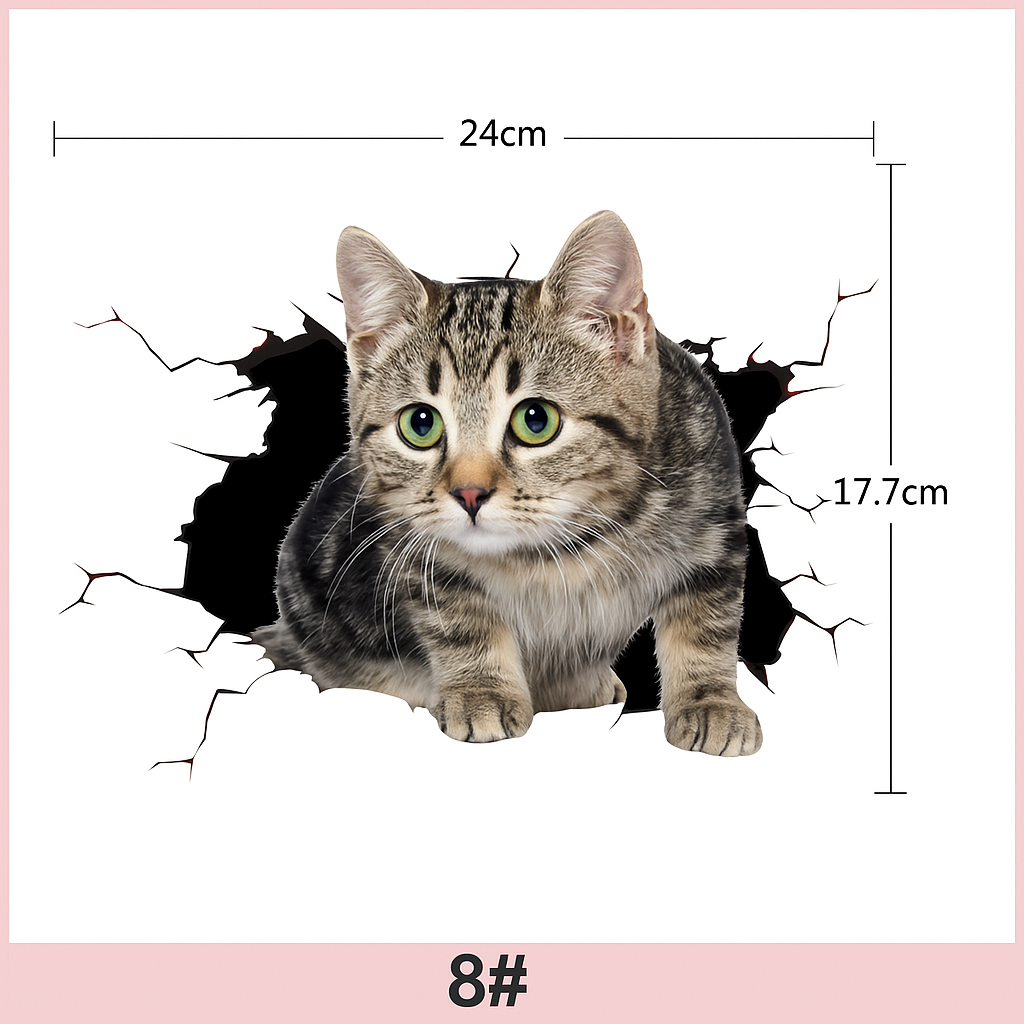 Cute 3D Wall Stickers Featuring Cats and Dogs