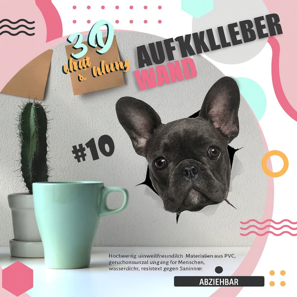 Cute 3D Wall Stickers Featuring Cats and Dogs