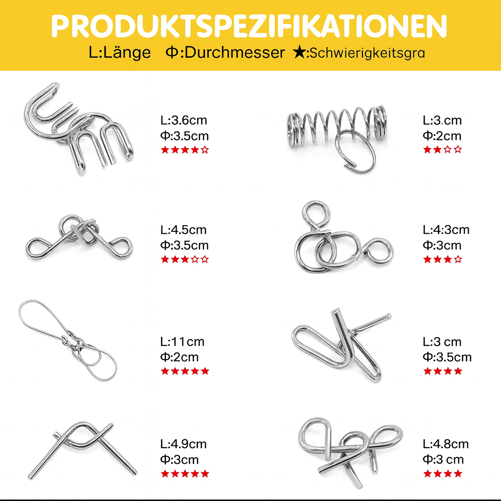 Metal Puzzle Set with 8 Pieces for Puzzle Enthusiasts