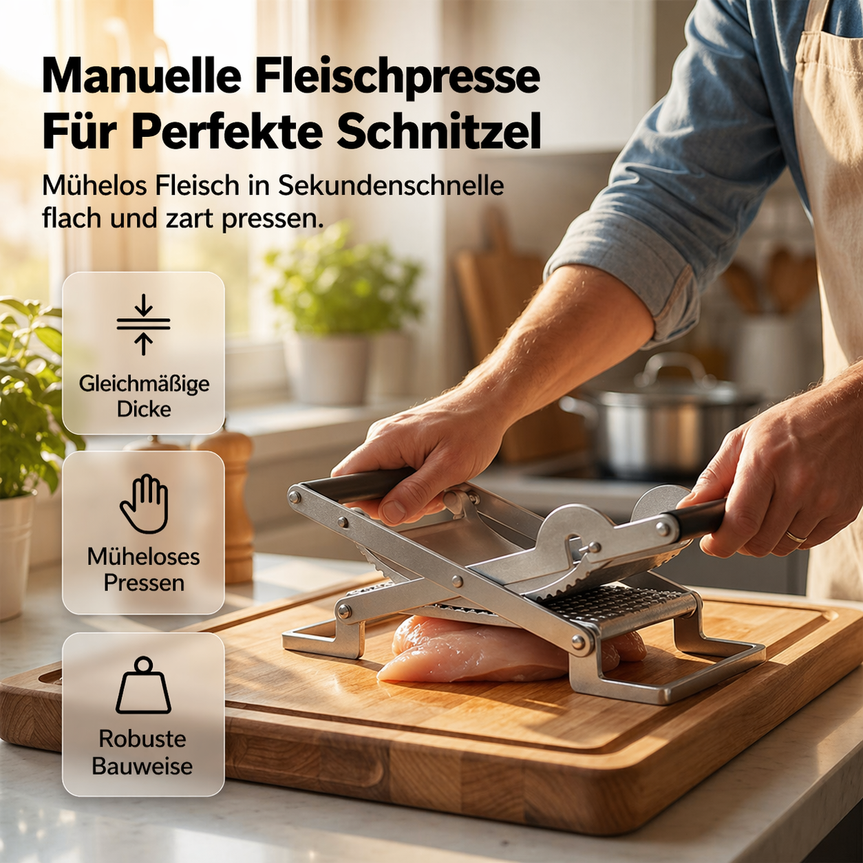 Long-lasting Meat Press for Evenly Shaped Cutlets