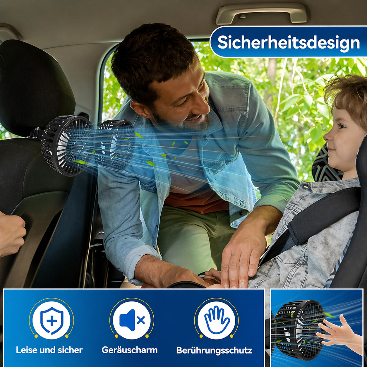 Dual-Head USB Car Fan