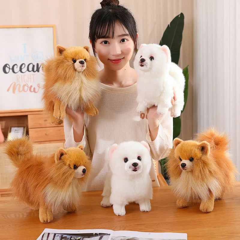 12-Inch Plush Pomeranian Dog Toy – Realistic Cuddly Stuffed Animal