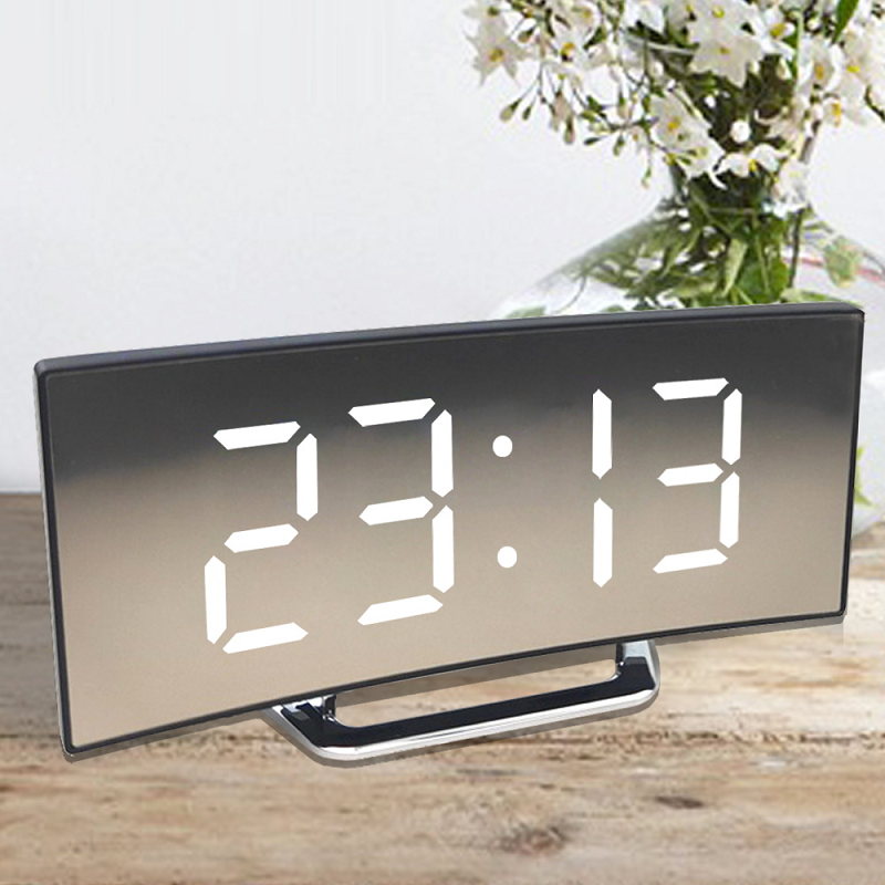 Digital Timepiece | LED Mirror Alarm Display | Auto-Dimming Anti-Glare | CurveClock