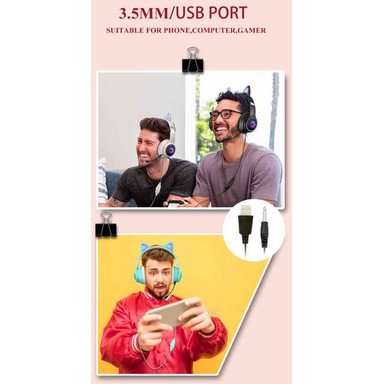 LED Cat Ear Gaming Headset with USB and 3.5mm Connection