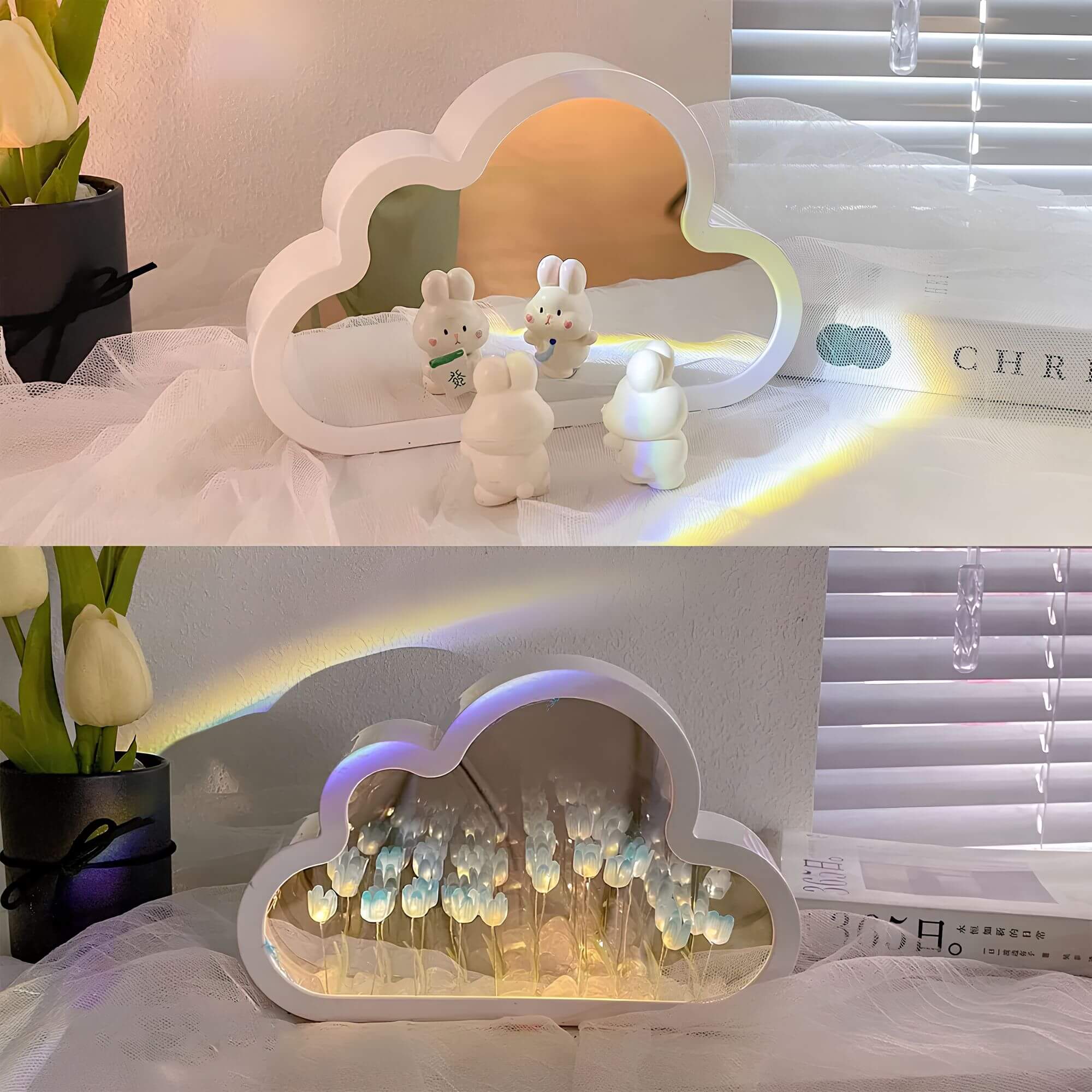 Eternal Cloud Mirror Tulips - LED Mirror with Infinity Effect