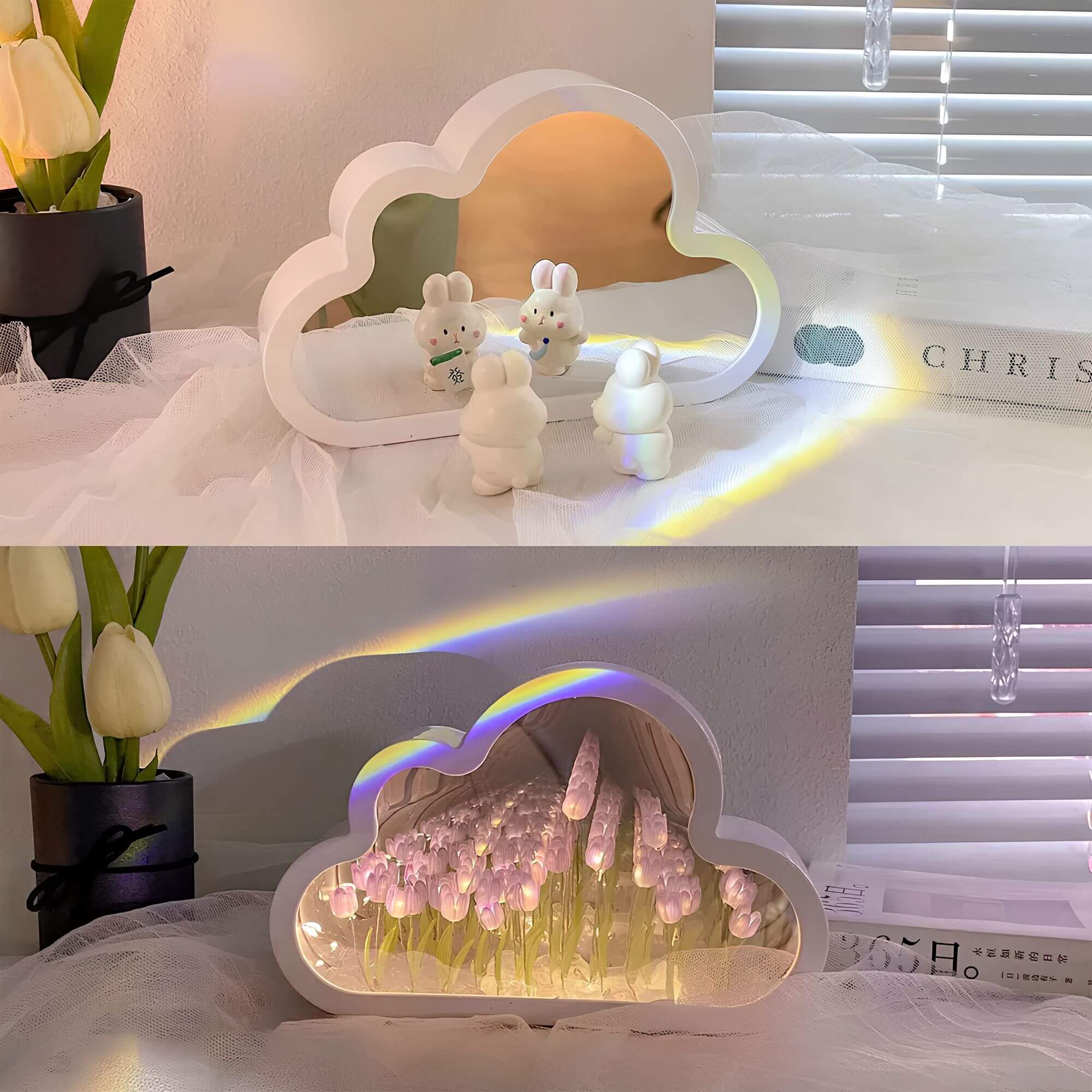 Eternal Cloud Mirror Tulips - LED Mirror with Infinity Effect