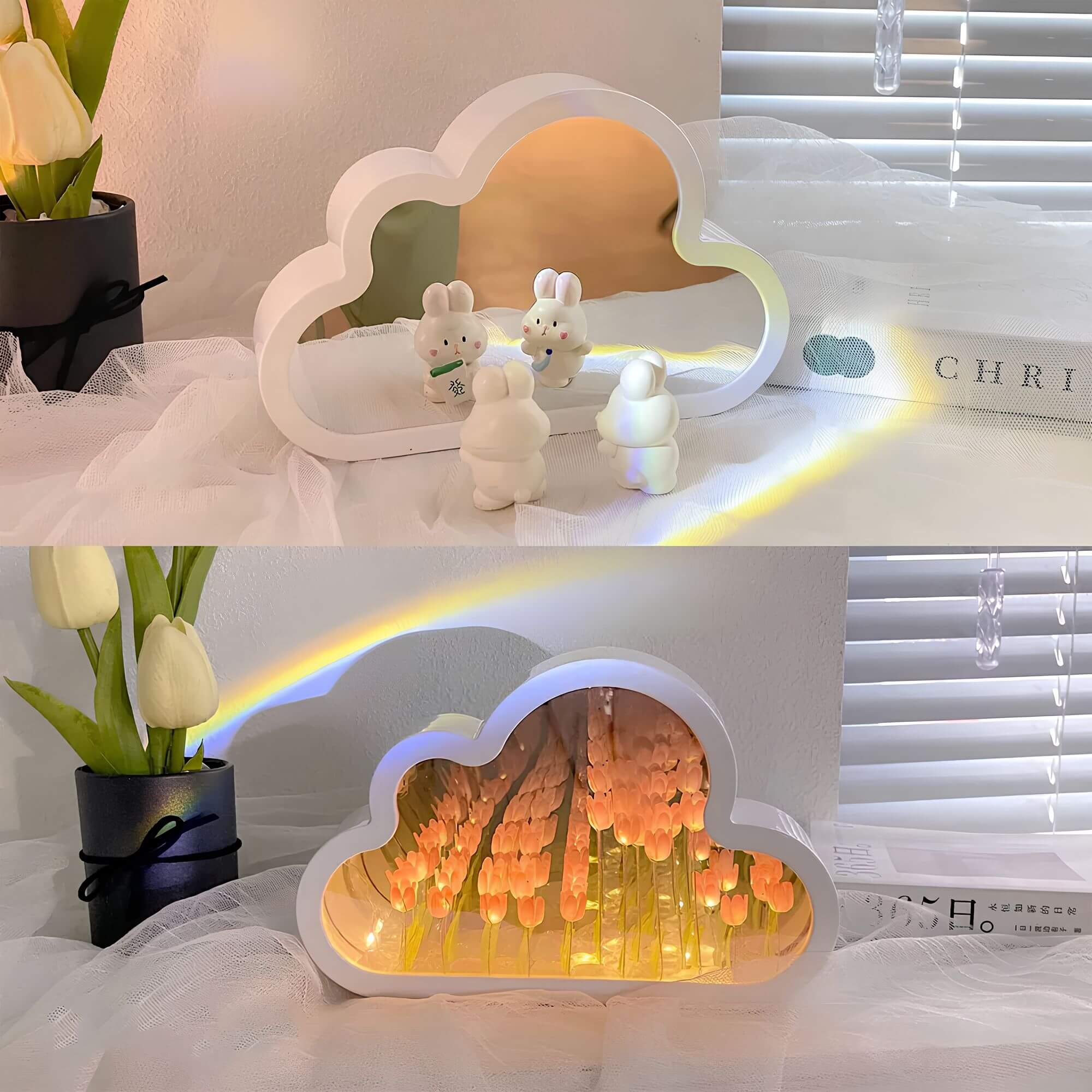 Eternal Cloud Mirror Tulips - LED Mirror with Infinity Effect