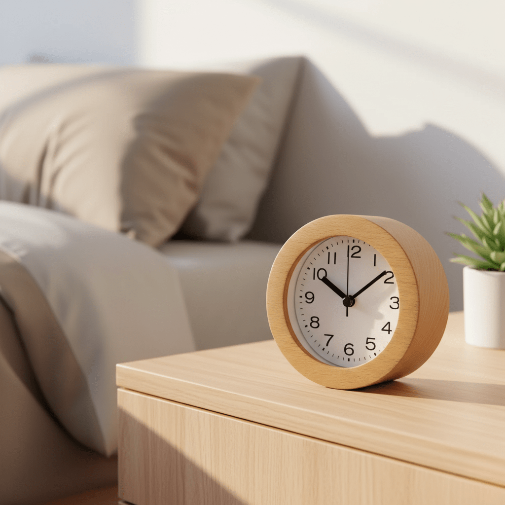 Wooden Alarm Clock for Bedroom – Silent Non-Ticking Design