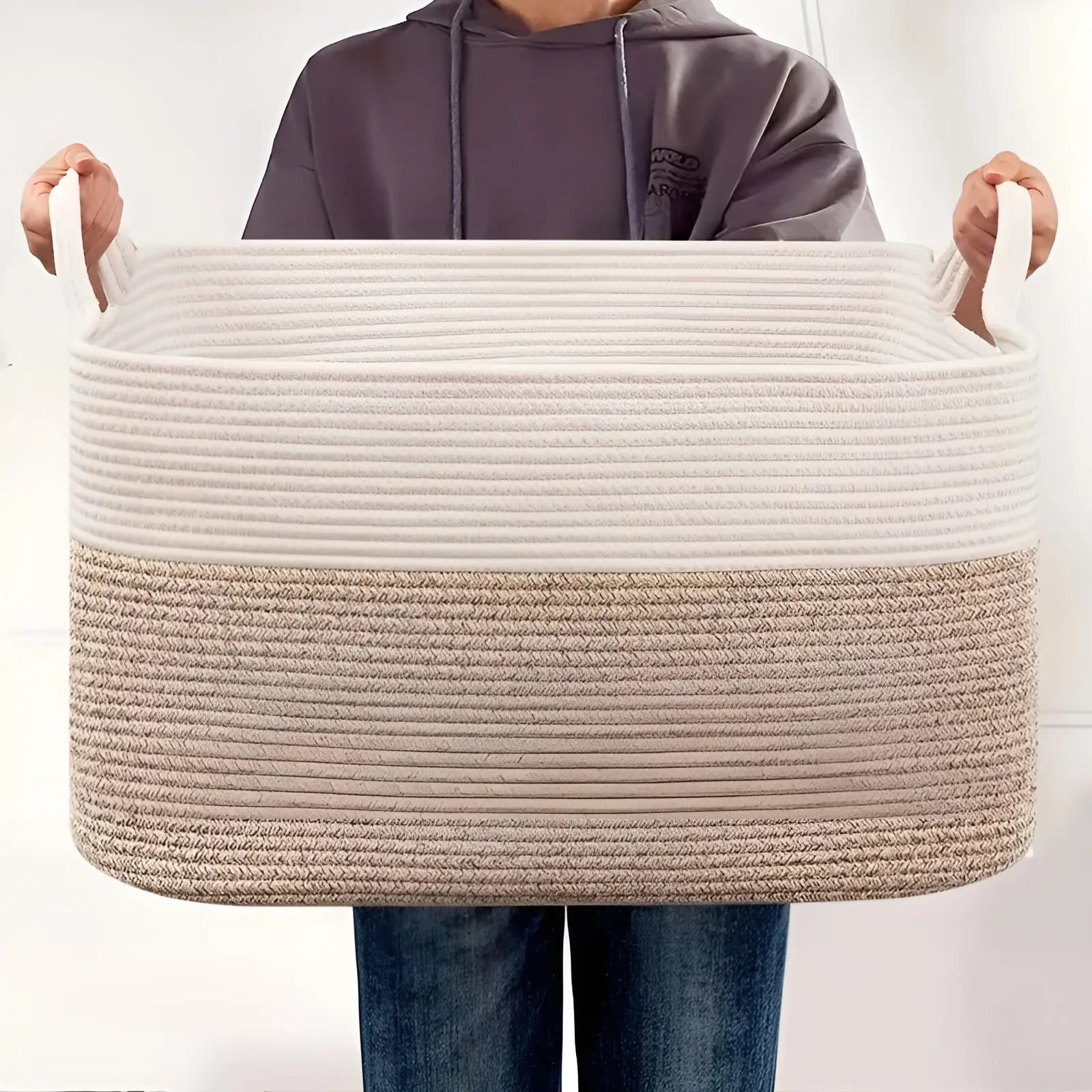 Woven Basket | Interlaced Pattern | Carry Handles | WohnHafen