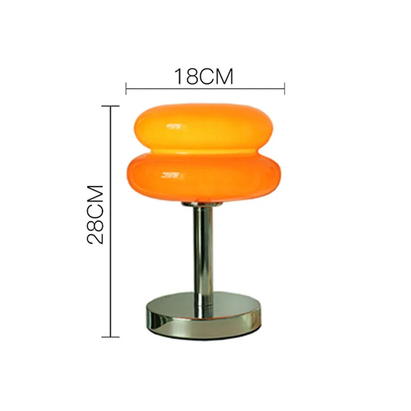 Glass table lamp with colorful pattern for bedroom and bedside table - child-friendly night light